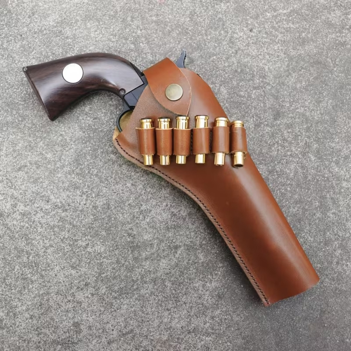 Vintage Western Leather Revolver Holster with Cartridge Loops