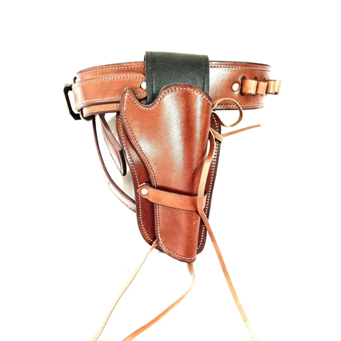Vintage Western Revolver Holster Belt With Ammo Loops