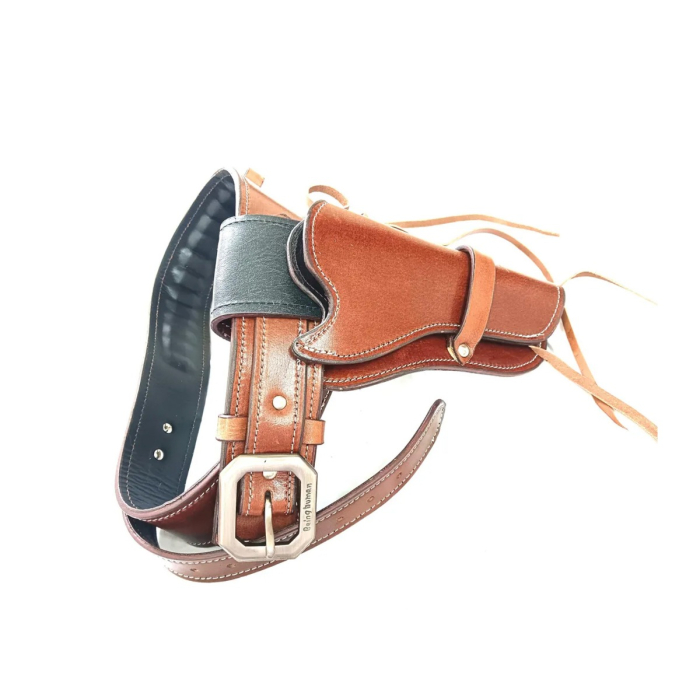 Vintage Western Revolver Holster Belt With Ammo Loops