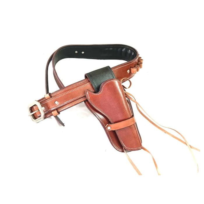 Vintage Western Revolver Holster Belt With Ammo Loops