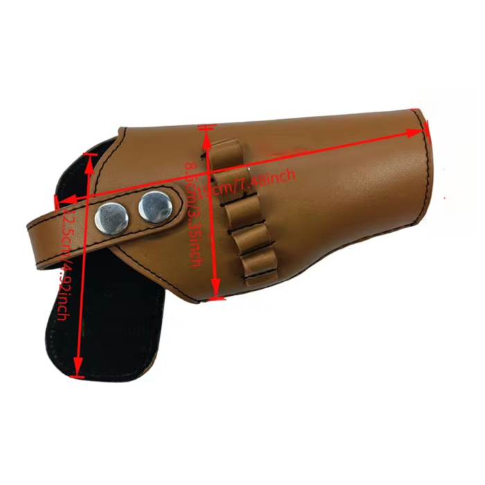 Leather Belt Holster with Snap Retention and Cartridge Loops