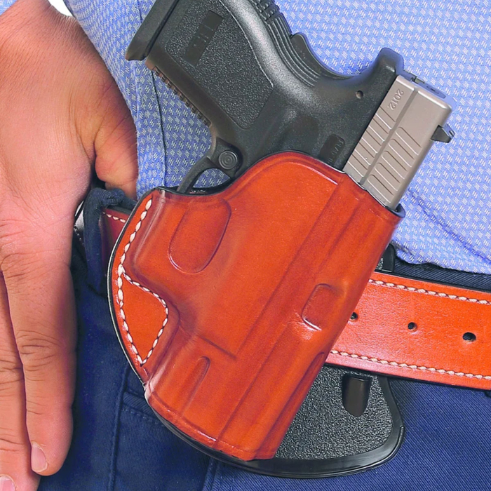 Glock 17/22 Premium Leather Holster – Handmade Adjustable Paddle Holster in Brown