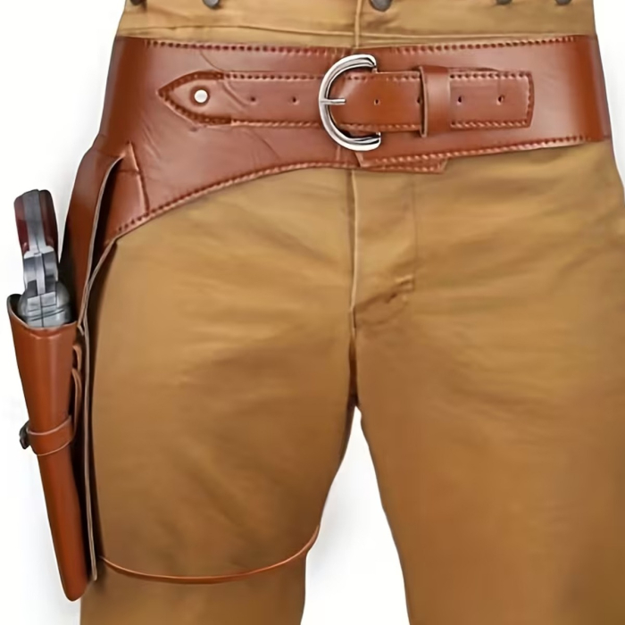 Western Faux Leather Drop Leg Holster Belt
