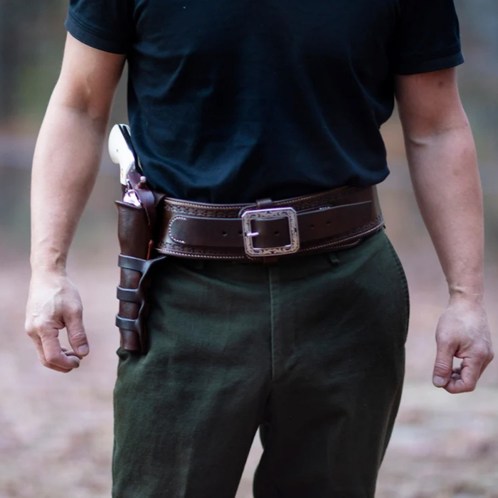 Mexican Loop Western Gunfighter Rig Holster and Cartridge Belt