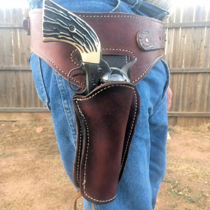 Western Revolver Belt  Holster With Hammer Strap