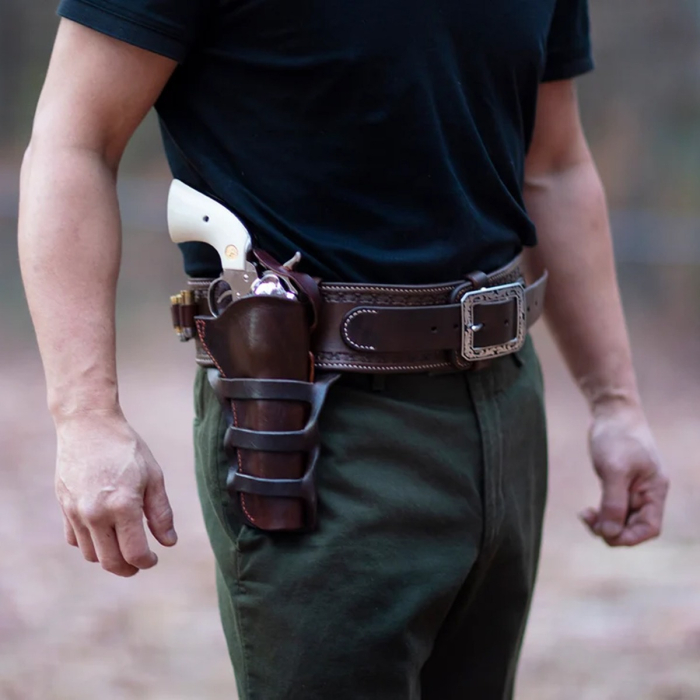 Mexican Loop Western Gunfighter Rig Holster and Cartridge Belt