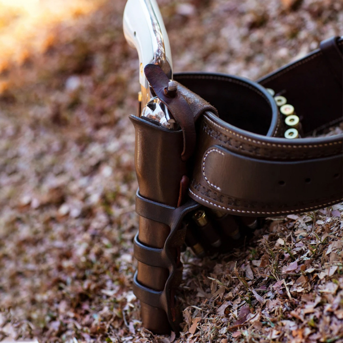 Mexican Loop Western Gunfighter Rig Holster and Cartridge Belt