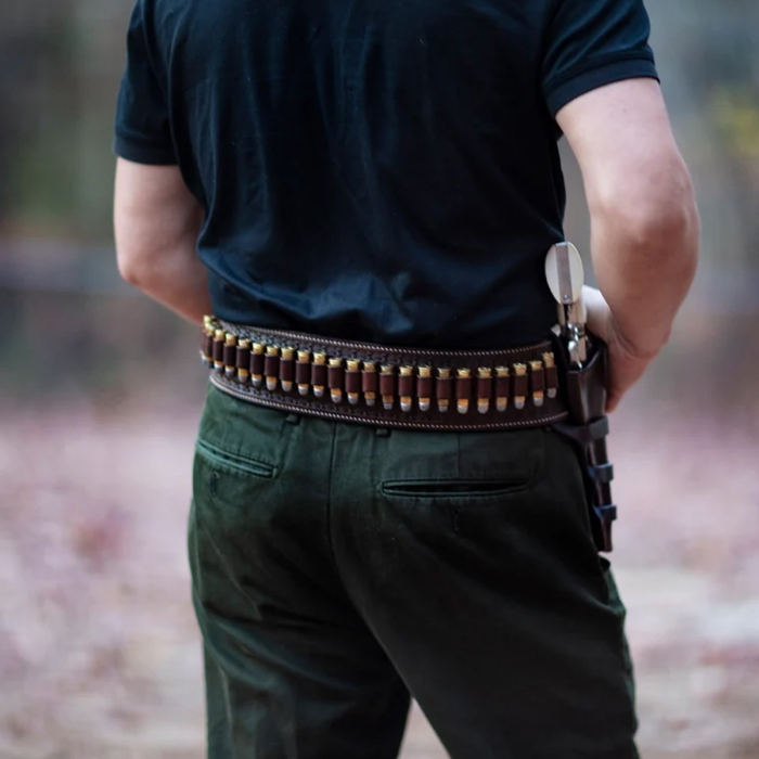 Mexican Loop Western Gunfighter Rig Holster and Cartridge Belt