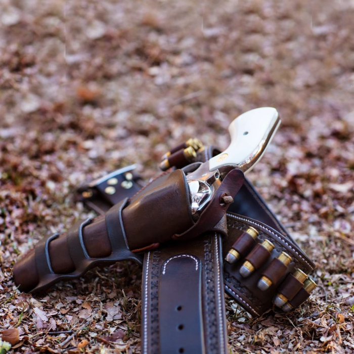 Mexican Loop Western Gunfighter Rig Holster and Cartridge Belt