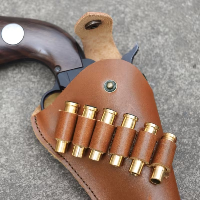 Vintage Western Leather Revolver Holster with Cartridge Loops