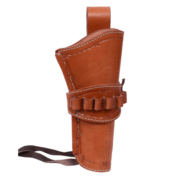 Western Crossdraw Leather Revolver Hunting Holster With Ammo Loops