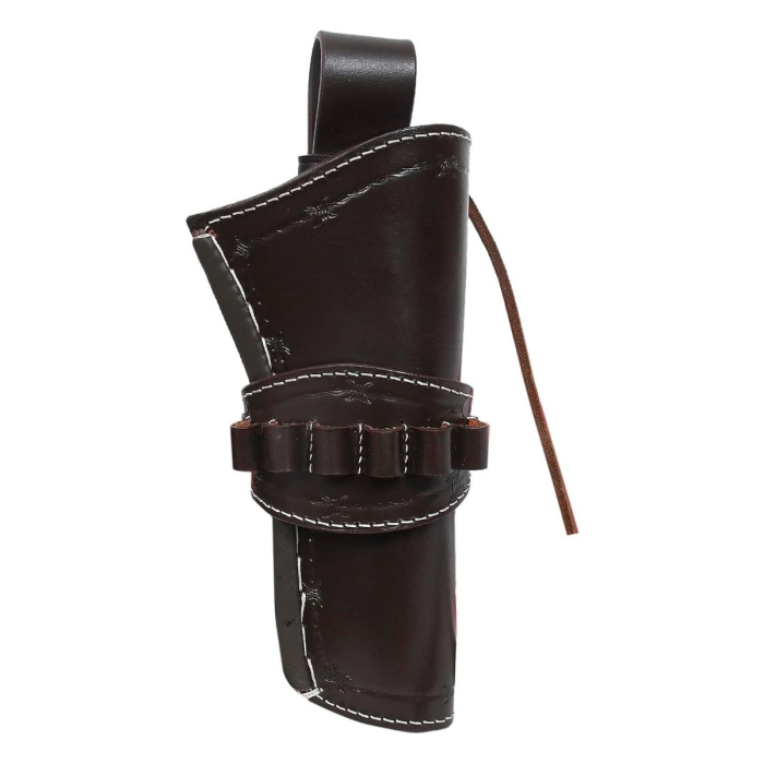 Western Tooled Leather Revolver Holster With Ammo Loops