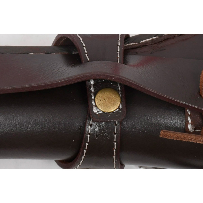 Western Tooled Leather Revolver Holster With Ammo Loops