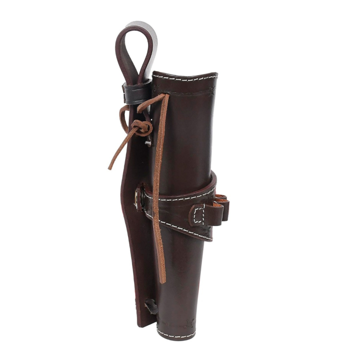 Western Tooled Leather Revolver Holster With Ammo Loops