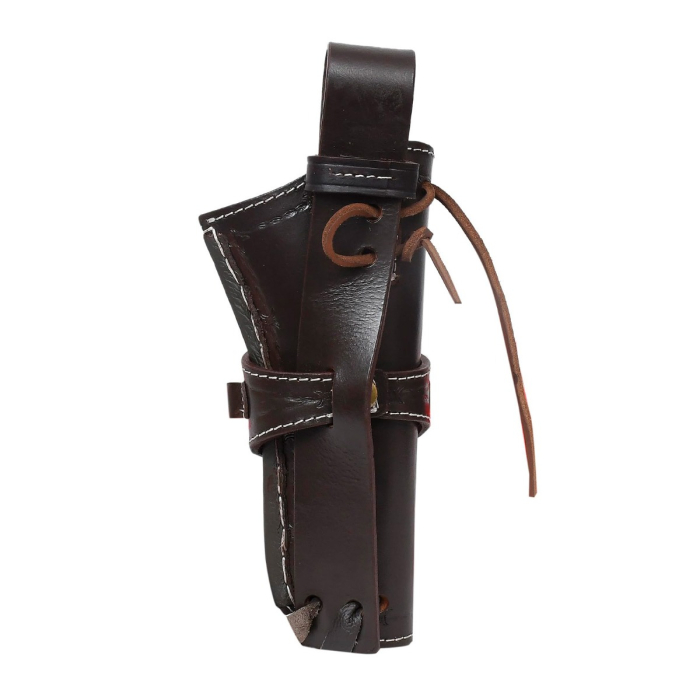 Western Tooled Leather Revolver Holster With Ammo Loops
