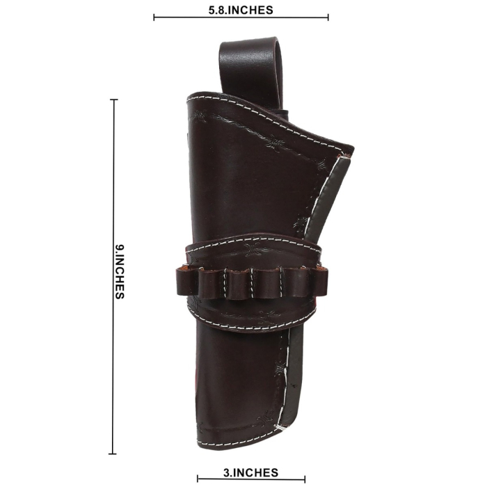 Western Tooled Leather Revolver Holster With Ammo Loops