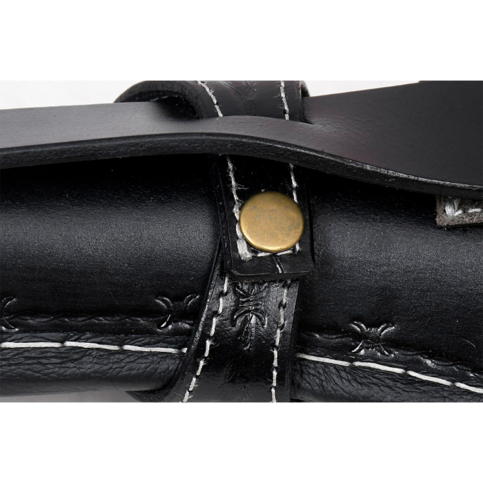 Western Tooled Leather Revolver Hunting Holster With Ammo Loops