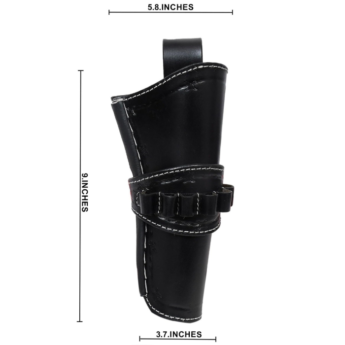 Western Tooled Leather Revolver Hunting Holster With Ammo Loops