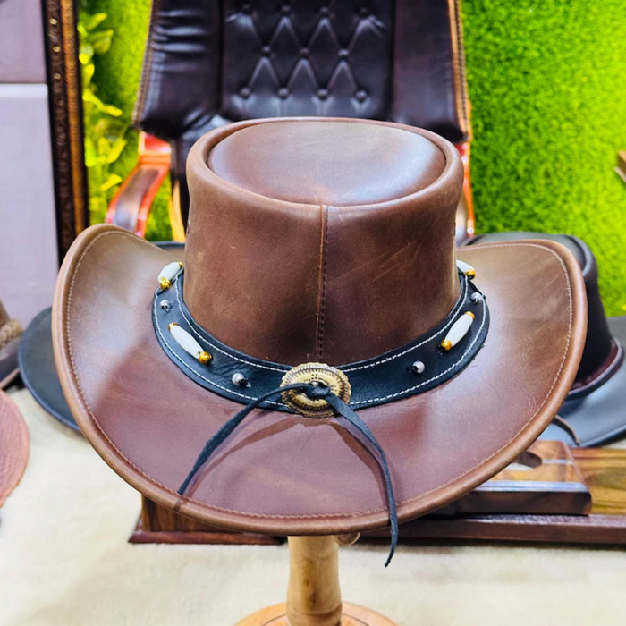 Water-Resistant Foldable Leather Cowboy Hat