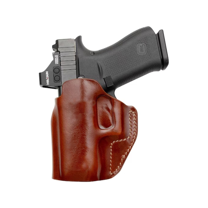 Tan Lined Leather IWB Holster With Polymer Clip