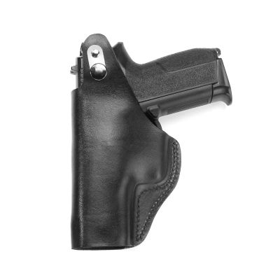 Black Leather IWB Holster w/ Steel Thumb Break