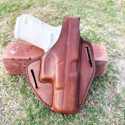 Handcrafted OWB Full-Grain Leather Gun Holster – Custom Molded for Perfect Fit & Security with Reinforced Steel Thumb Break