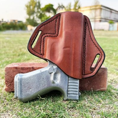 Handcrafted Open Top OWB Leather Gun Holster- Custom Molded Full Grain Leather Holster