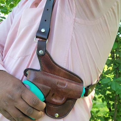 Brown Leather Horizontal Shoulder Holster – Thumb-Break