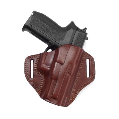 Handcrafted Open-Top OWB Brown Leather Gun Holster - Custom Molded Full-Grain Leather Holster