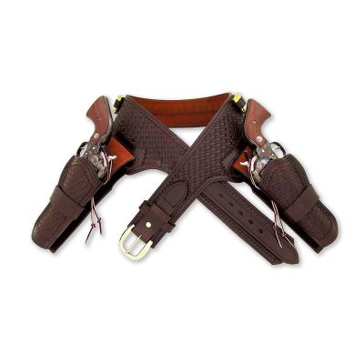 Laredoan Double Rig – Leather Gun Belt with Double Holster | Open Top OWB Leather Western Holster