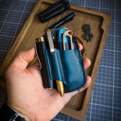 Leather EDC Pocket Organizer – Leather EDC Pouch, EDC Caddy, Gear Pouch, SAK & Flashlight Sheath