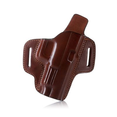 Handcrafted OWB Brown Leather Gun Holster - Custom Hand-Molded Full-Grain Leather Holster