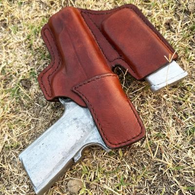 Brown IWB Leather Holster w/ Mag Pouch