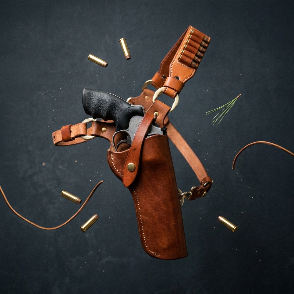 Leather holster for hunting, outdoor and everyday carry
